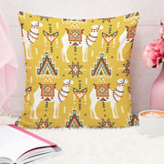Ethnic Camel Printed Cotton Canvas Cushion Cover Set of 5